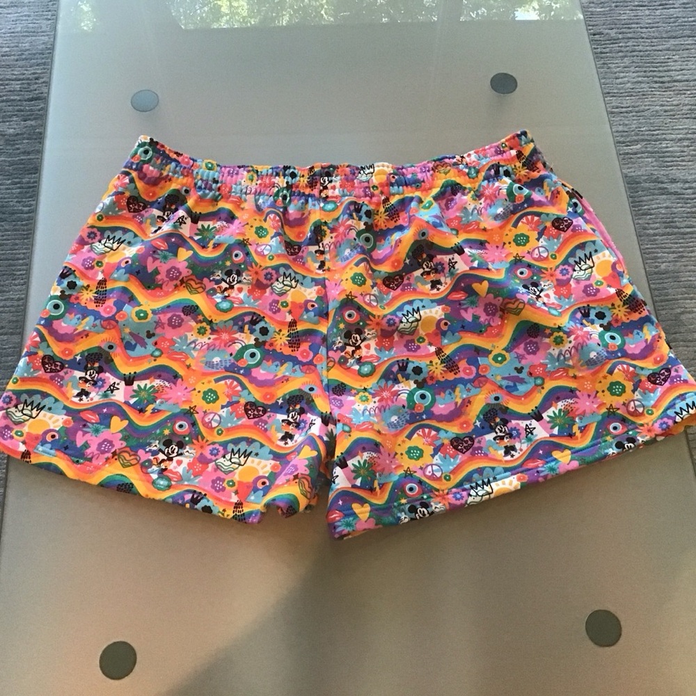 Disney Orange and Blue Athletic Shorts Vibrant Pattern